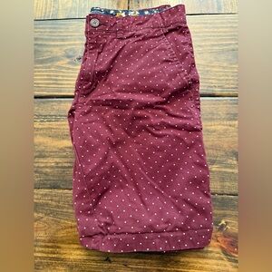 Men’s Denim & Flower Red Burgundy Polka Dot Chino Pants (29” Waist)